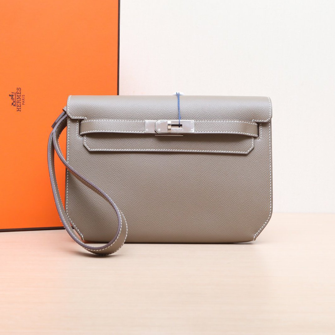 99新 Hermes/爱马仕 小花姑姑226467 Kelly 25 手包 大象灰Z刻