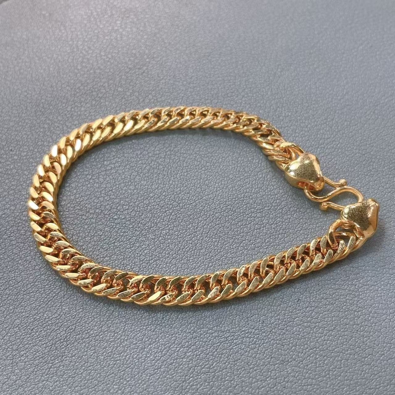 L-8096  足金999古巴平板手链