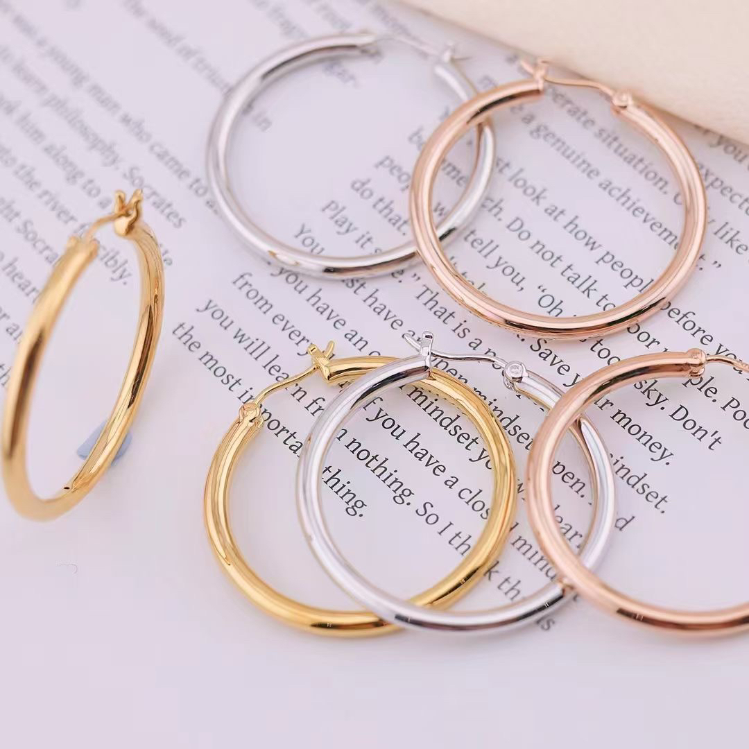 裕璨 18K金甜甜圈36mm/3mm时尚百搭耳圈耳环 多样性发其一