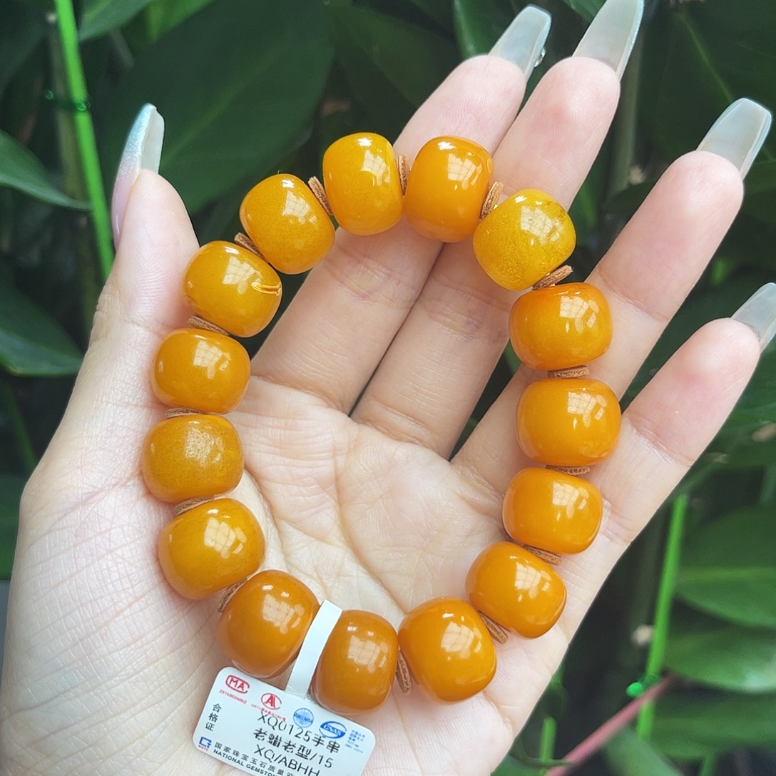 未镶嵌琥珀手链15m老蜡