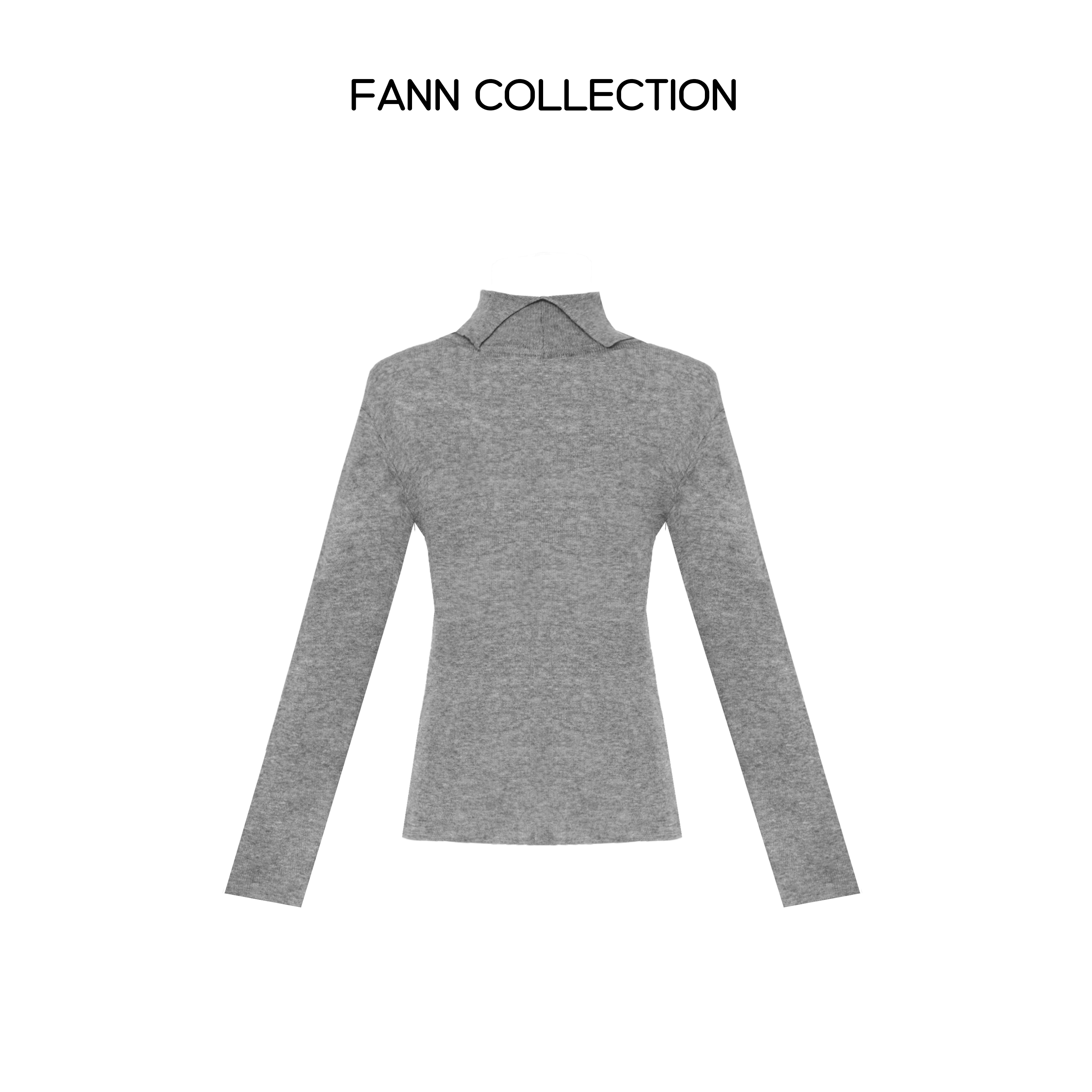 饭饭FANN COLLECTION 雾漫白霜 半高领百搭打底针织衫FANNA093