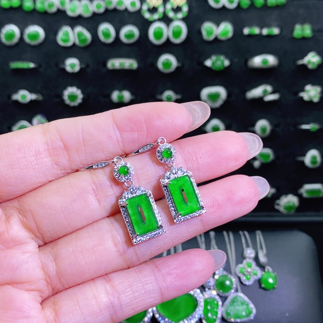 翡翠银S925镶嵌耳饰多样性