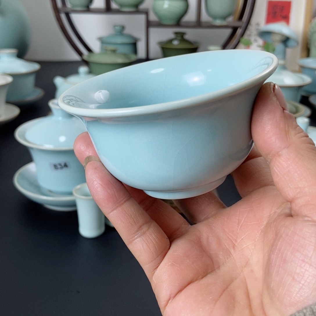 一级品天青釉大压手杯120毫升