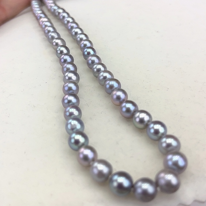 淡水珍珠颈饰银S925镶嵌7➕灰炫彩
