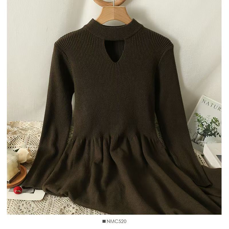 配大衣打底针织连衣裙女秋冬款