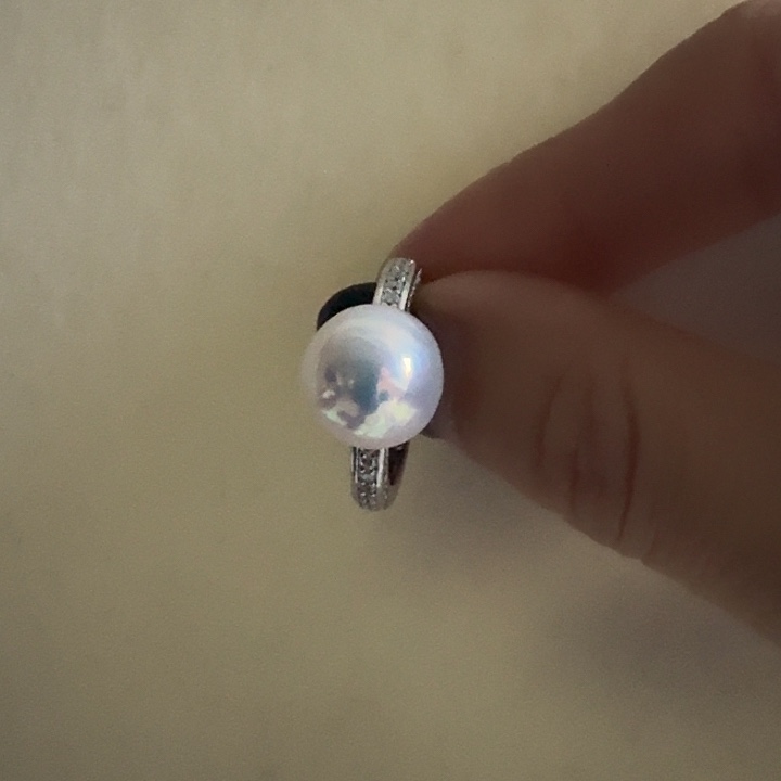 淄***阳淡水珍珠银S925镶嵌戒指极光戒指