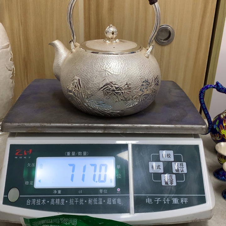 足银999竹子图烧水壶1.2升