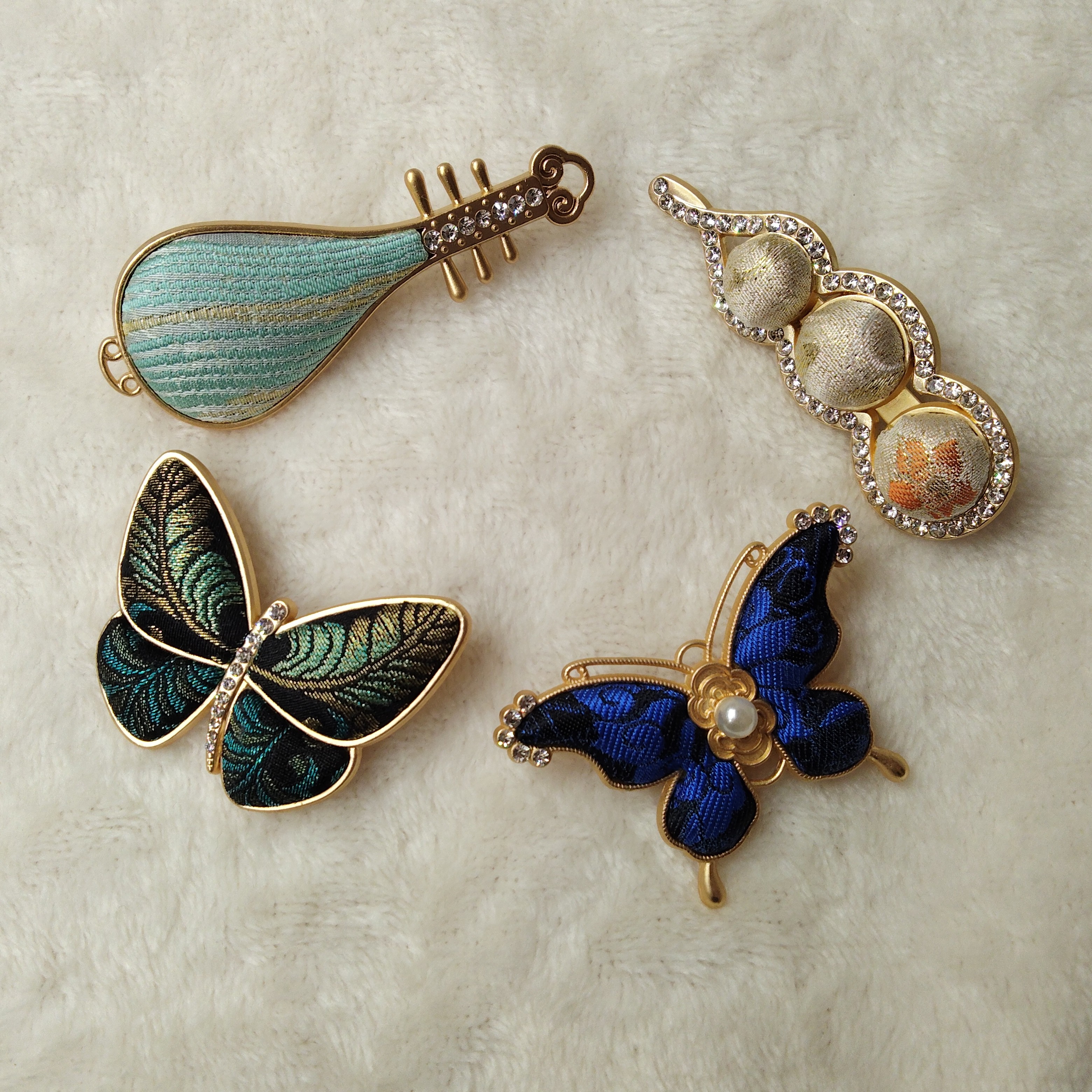铁合金真丝吊坠 纯手工宋锦饰品精美古风时尚，1个装