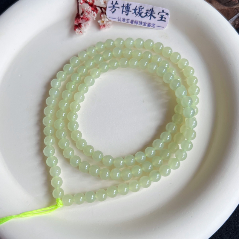 B111天然正宗和田玉冰底5+mm项链挂绳高品质珠珠链 多样性发其一