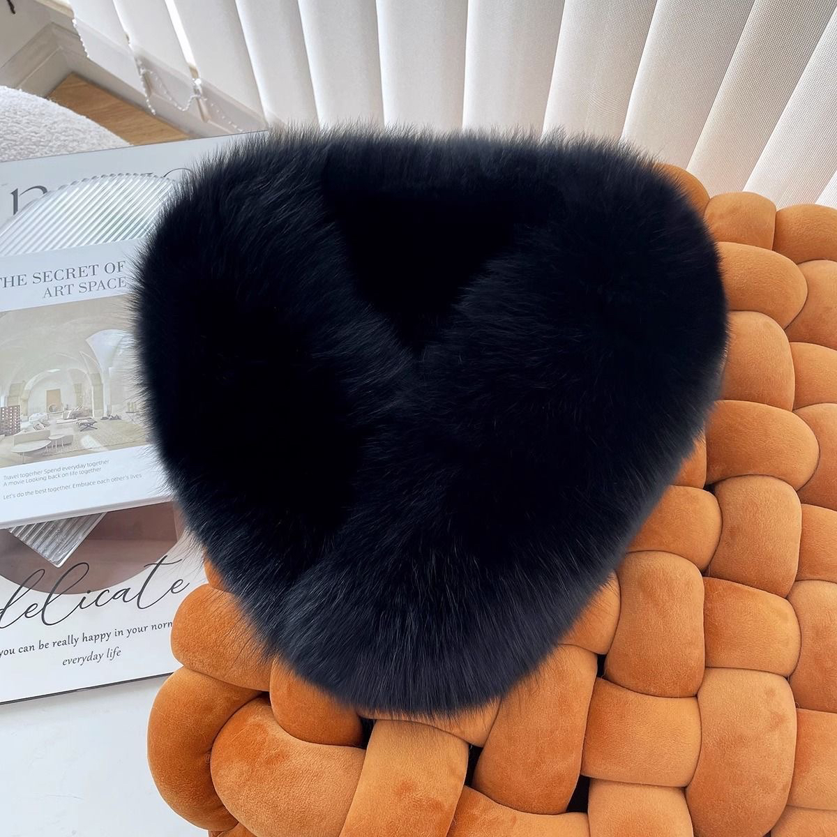 韩版百搭短款磁吸扣秋冬女士真狐狸毛保暖围巾