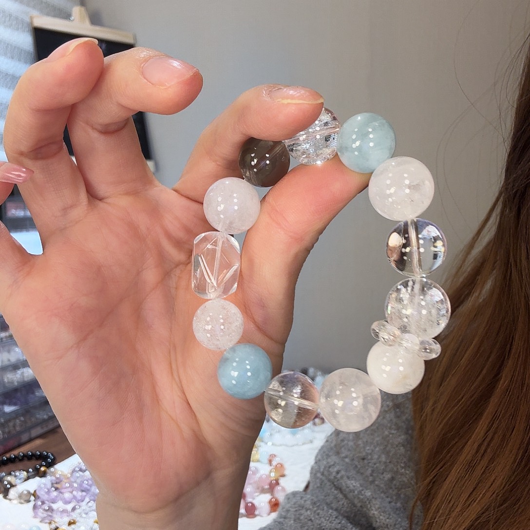 银S925镶嵌手链烟晶