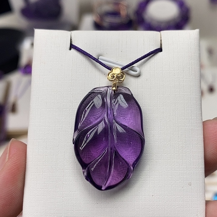 紫晶吊坠(赠链)18K金镶嵌紫水晶吊坠