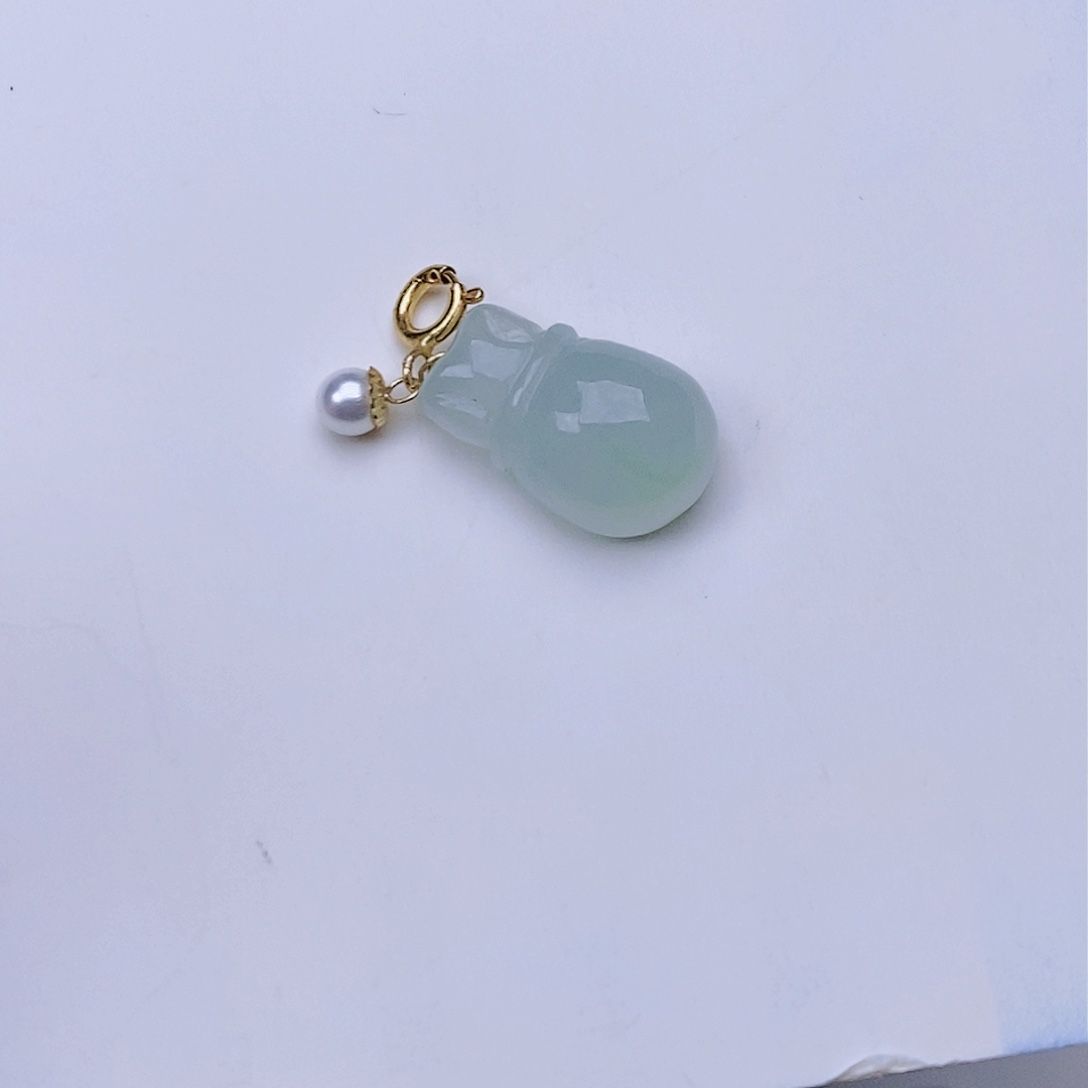 翡翠颈饰18K金镶嵌钱袋子