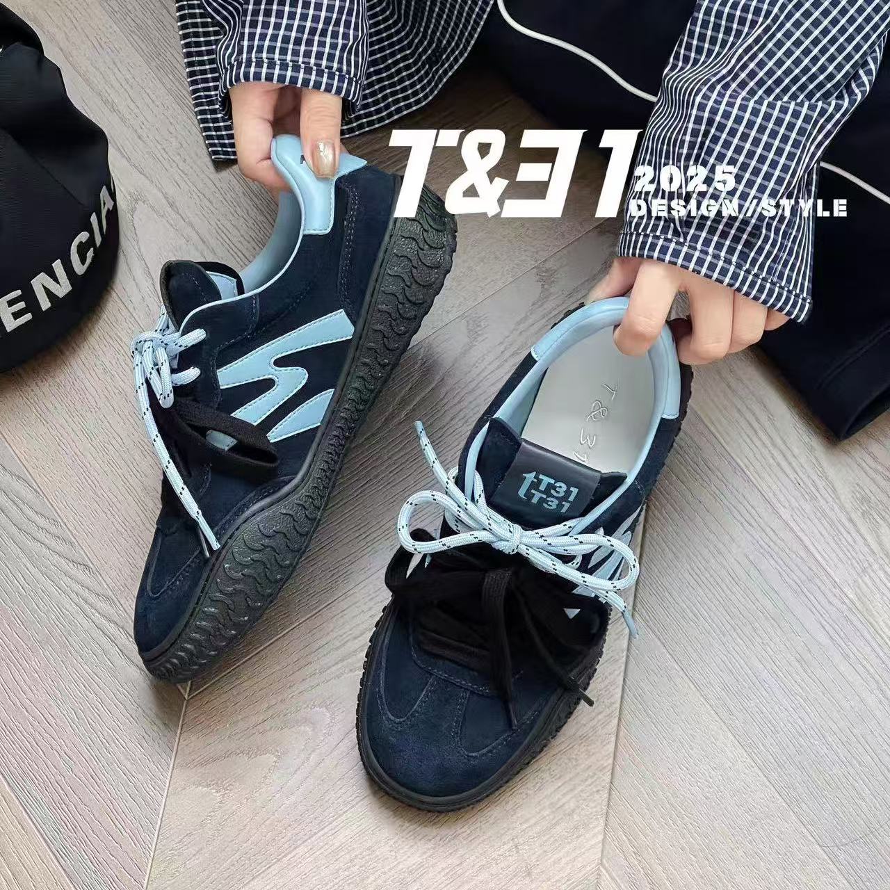 T31女鞋2025秋季新厚底真皮德训鞋百搭休闲运动鞋轻便舒适阿甘鞋