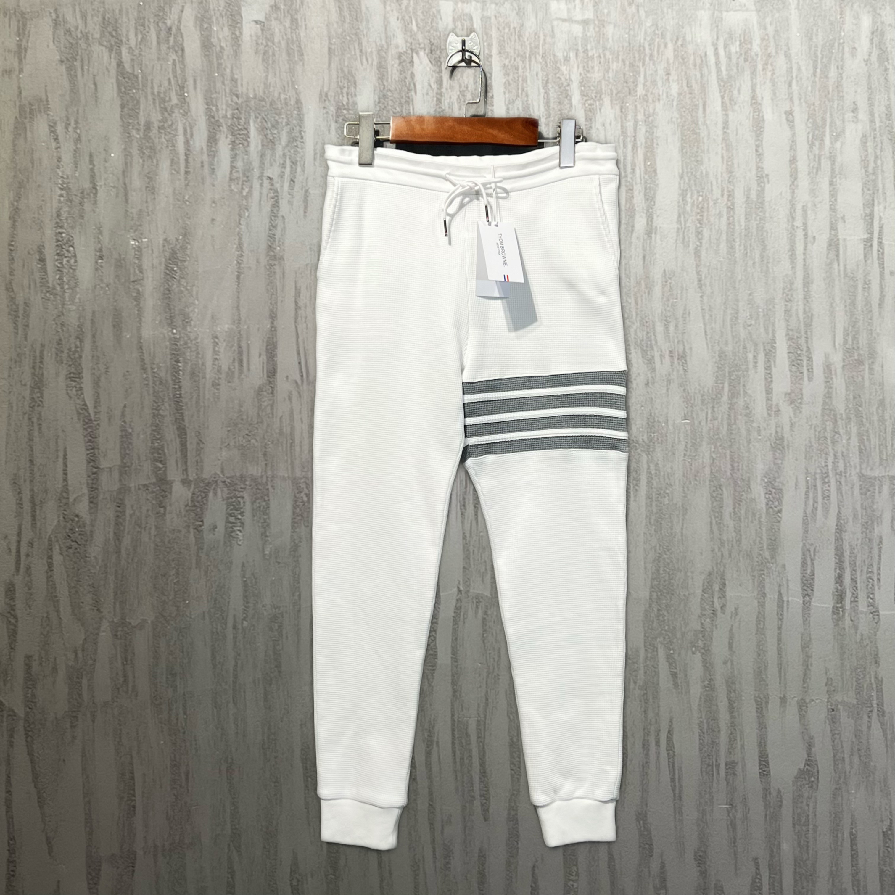 未使用 THOMBROWNE 汤姆布朗 TB 白色四道杠华夫格长裤1码 Z00513
