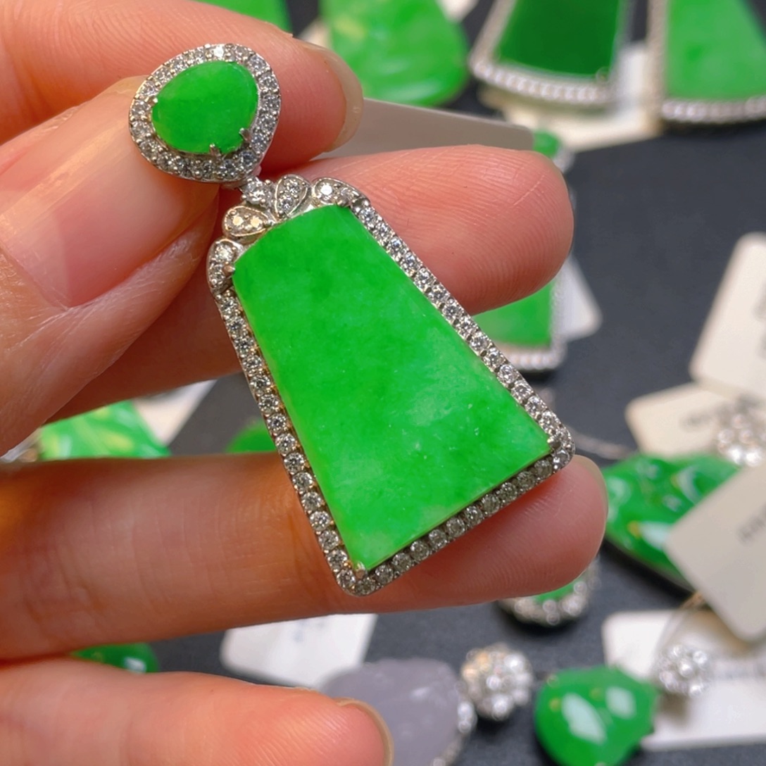 翡翠银S925镶嵌吊坠(不含链)