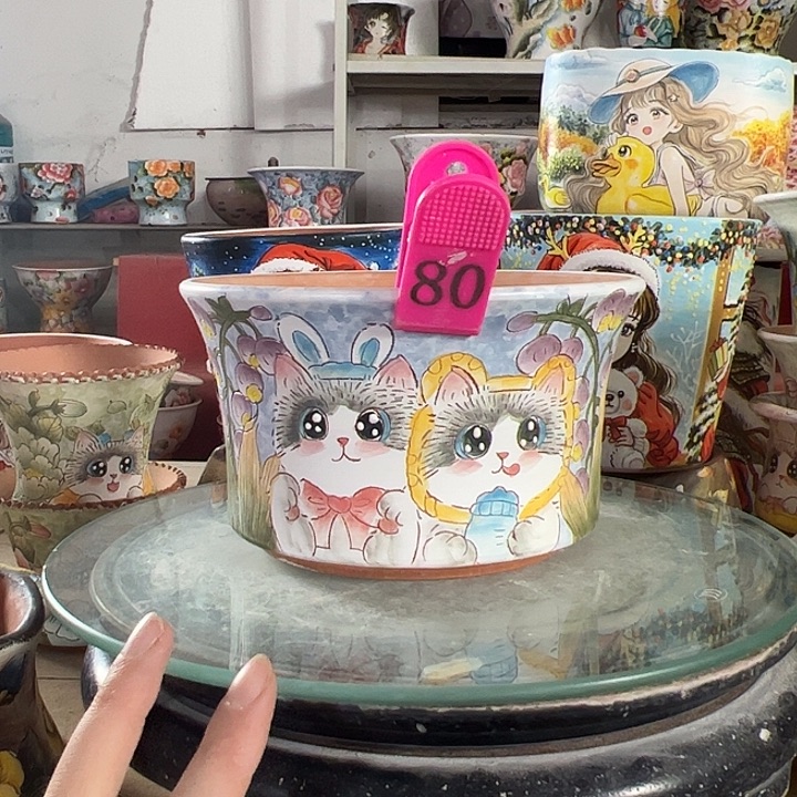 满38包邮 景德镇幸运花盆