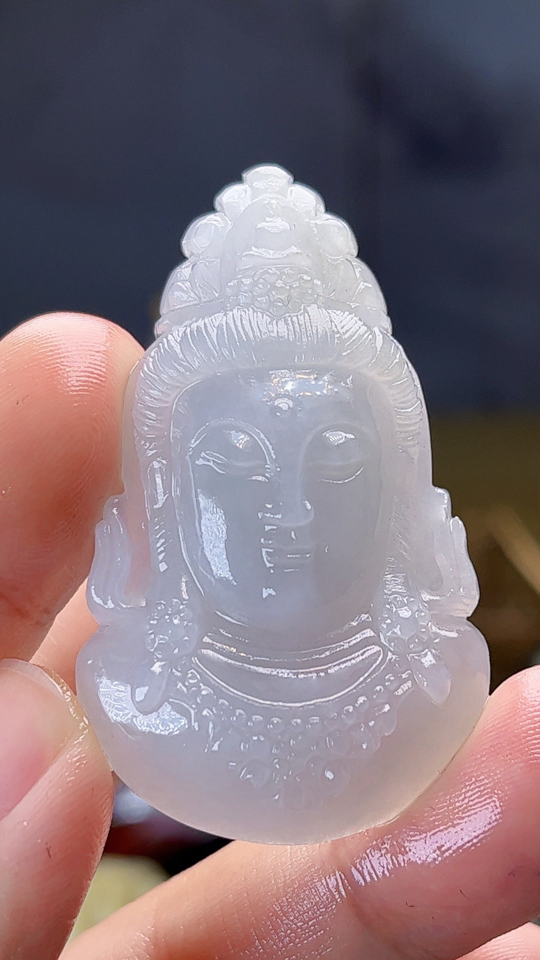 【新春好物】天然缅甸翡翠冰胶观音头毛货买断需抛光尺寸51-30-10