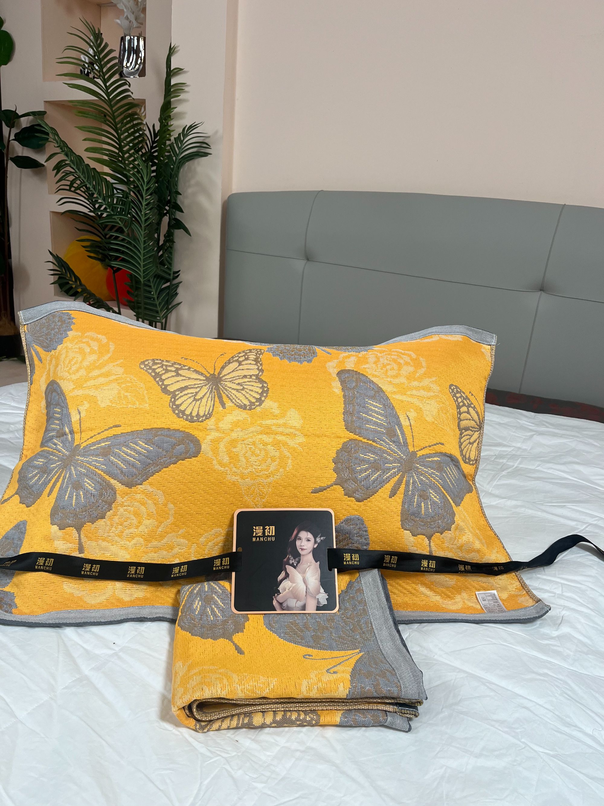 梦幻蝴蝶52*78高密枕巾柔软高档透气枕巾