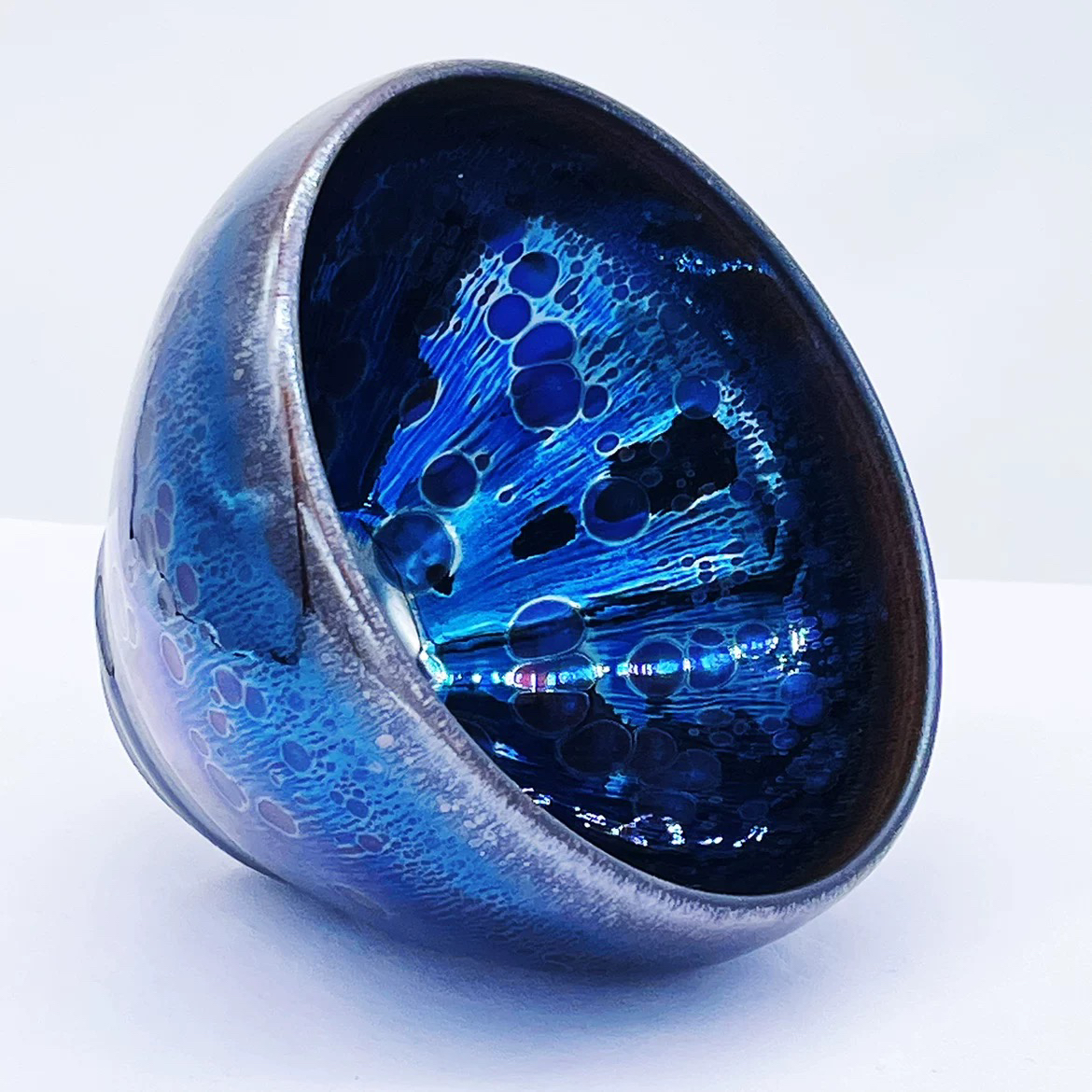 飞惺名牌建盏钵名家大师手工曜变油滴束口铁胎原矿釉大号主人杯