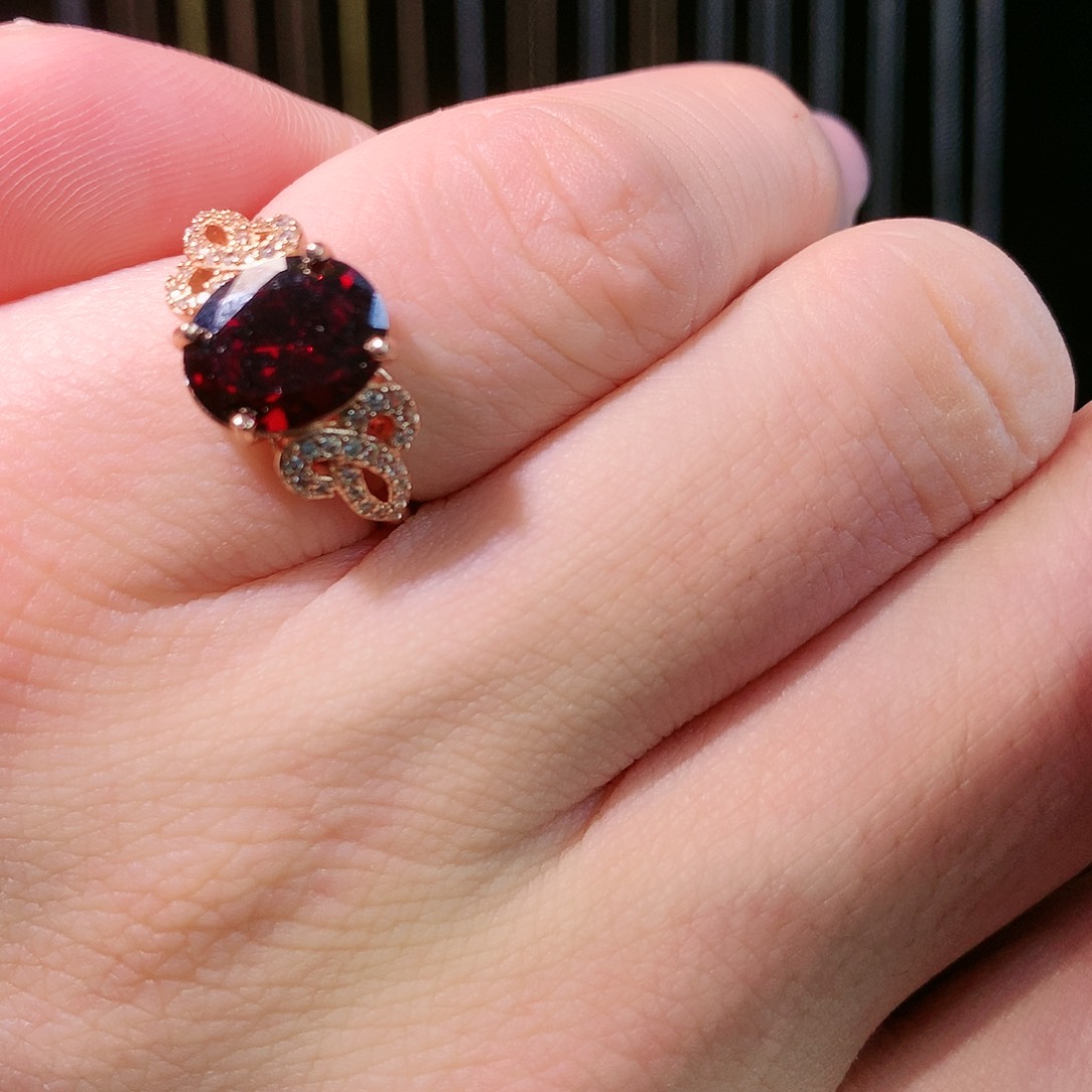 石榴石戒指银S925镶嵌