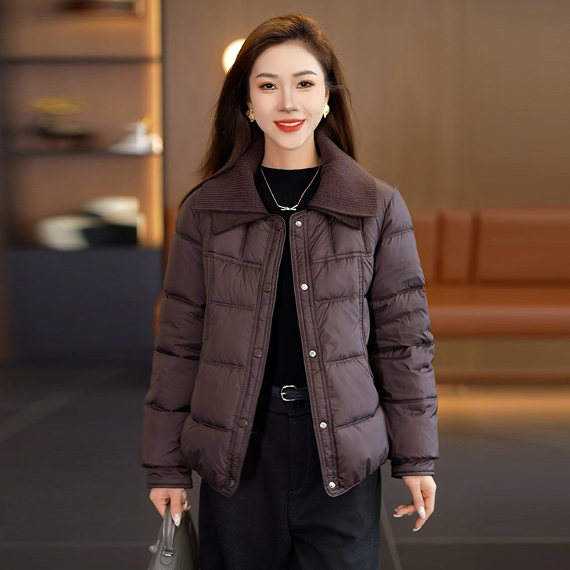 时尚翻领短款棉服女2025冬季新款宽松显瘦石墨烯保暖棉衣外套