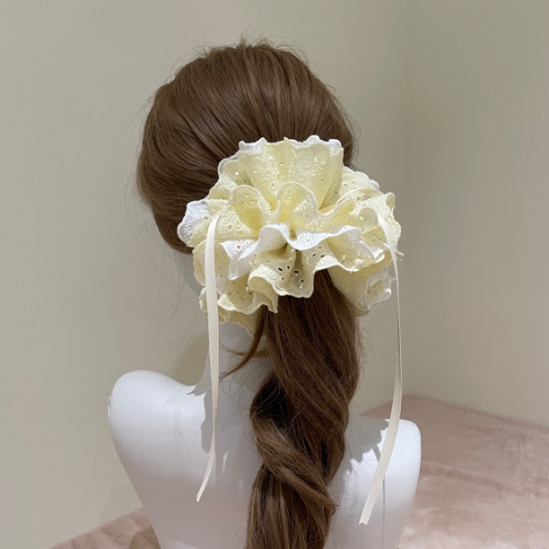 【露思同款黄白拼色六层抽绳发圈】头花丸子头马尾扎发绳大肠发饰