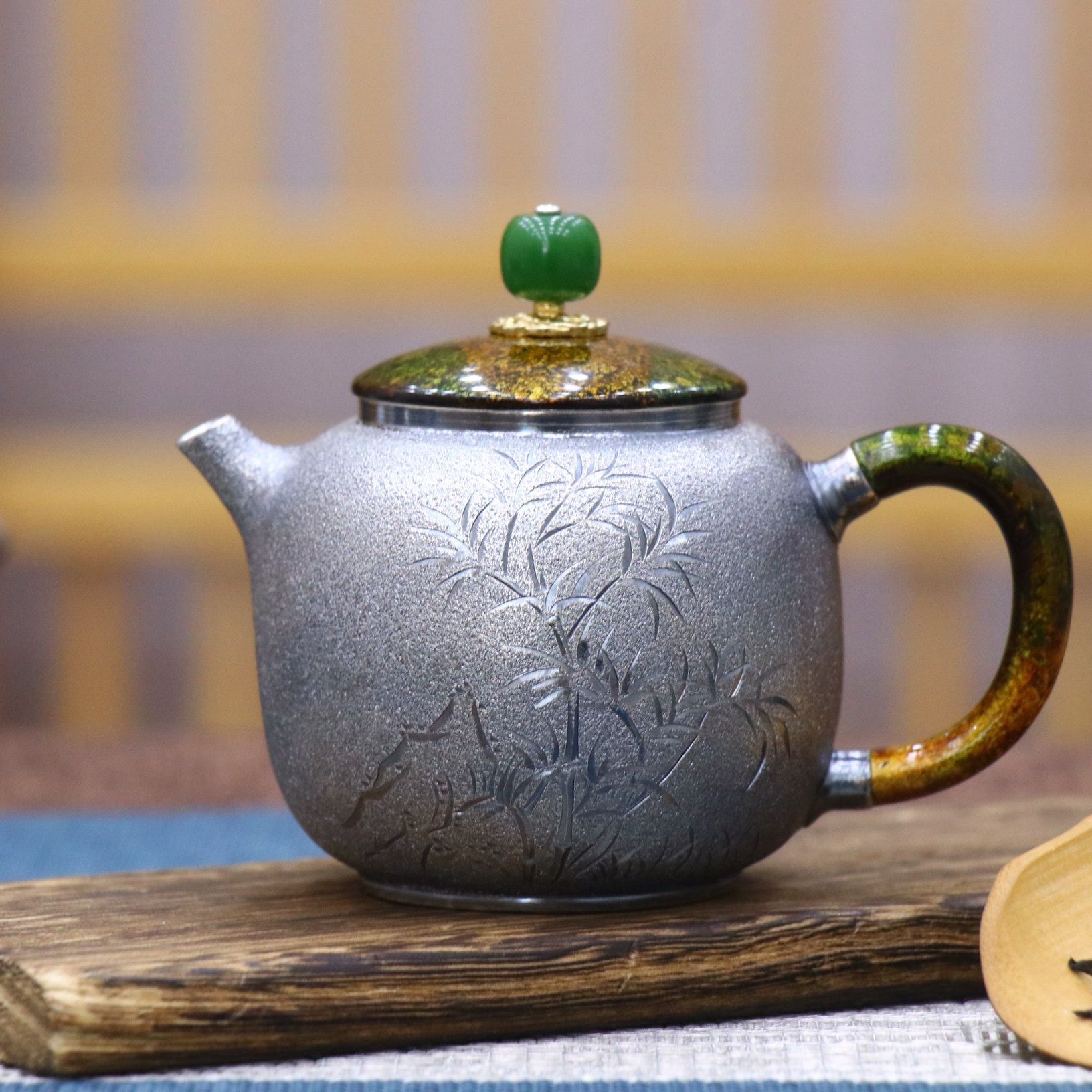 【茗一小口】品牌系列《兰》大漆纯手工999足银泡茶壶170ml 125g