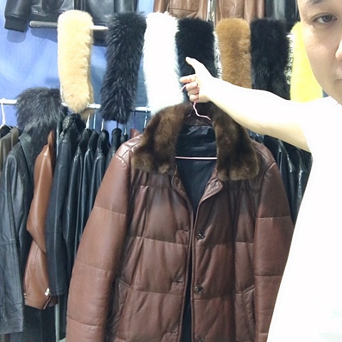 2皮羽绒外套男士