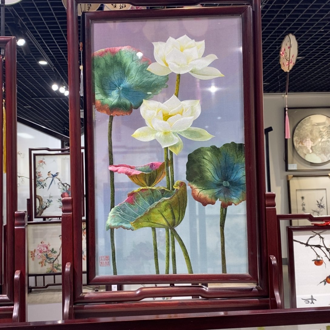 织绣纯手工苏绣—荷花