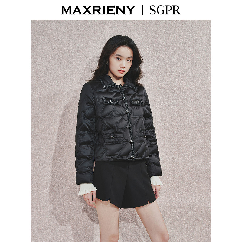 【CiCi专属】MAXRIENY精致感羽绒服女织带外套