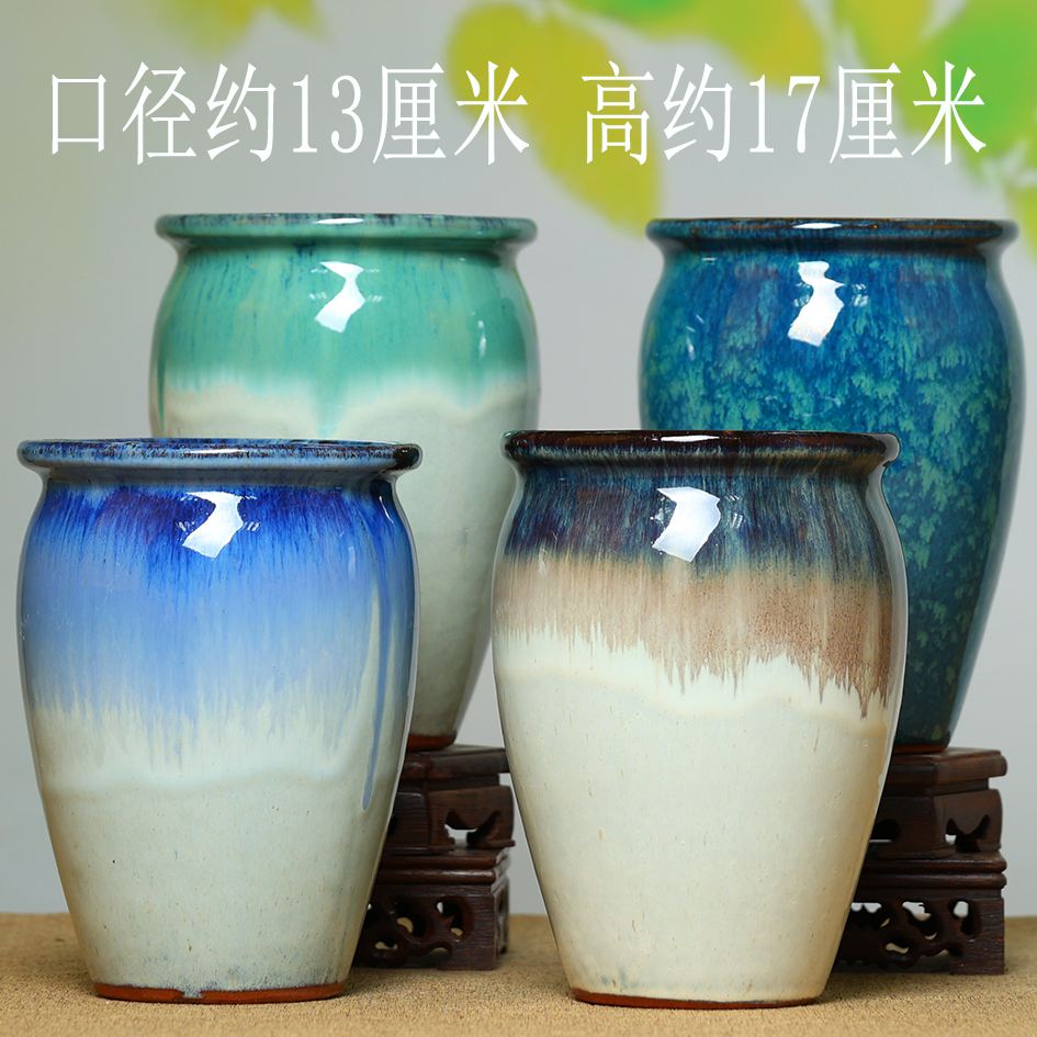 复古粗陶透气大口径有孔多肉花盆适合阳台绿植老桩法师家用阳台