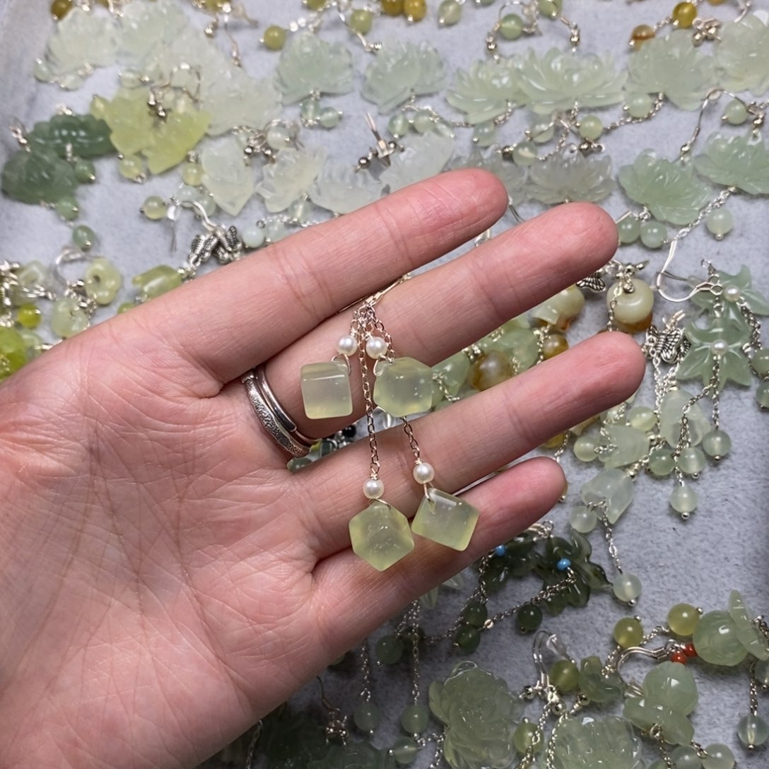 蛇纹石玉未镶嵌耳饰耳环挂件项链