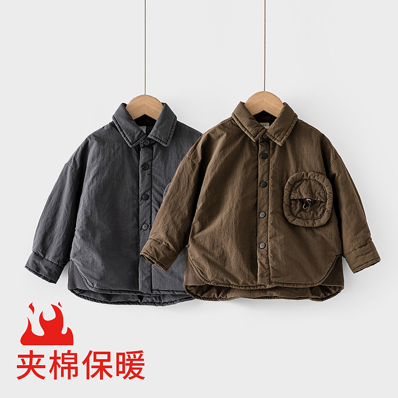 男童夹棉衬衫上衣婴幼儿秋冬季女童衬衫宝宝加厚衣服儿童衬衣6356