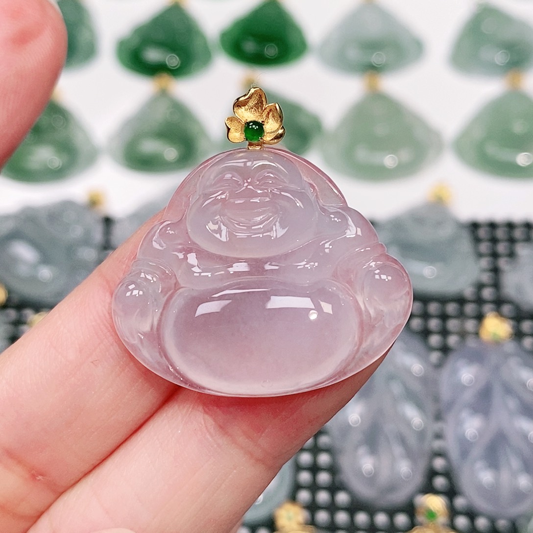 翡翠18K金镶嵌颈饰