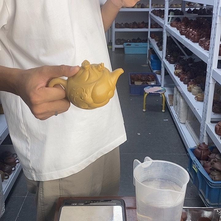 茶壶紫砂金黄段微瑕鱼化龙