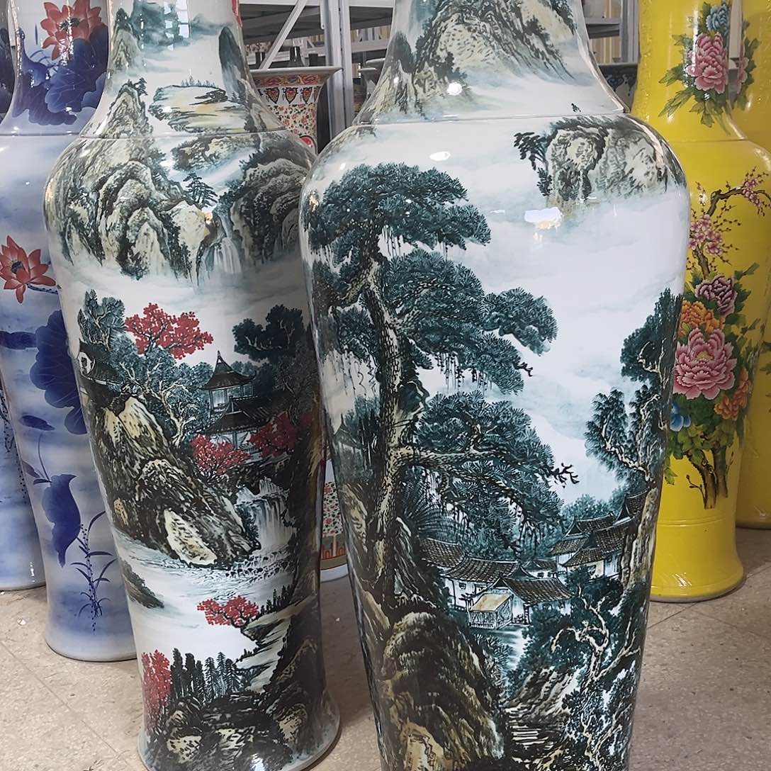 美***天陶景德镇落地大花瓶高度1.75左右一对