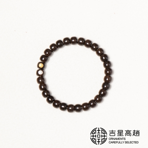 15#椰蒂原色老型金银标单圈手串8X7mm