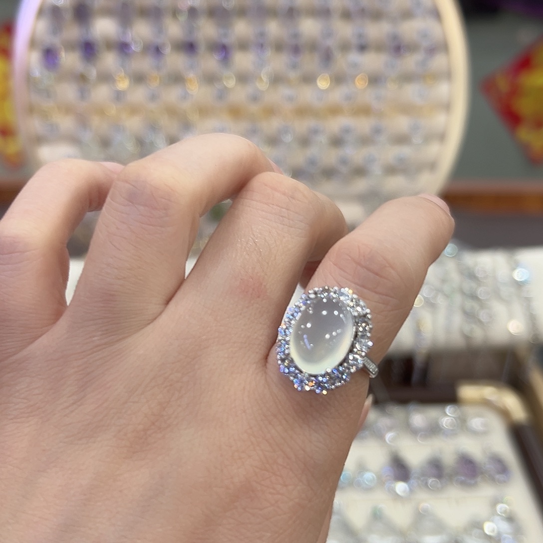 萤石戒指银S925镶嵌