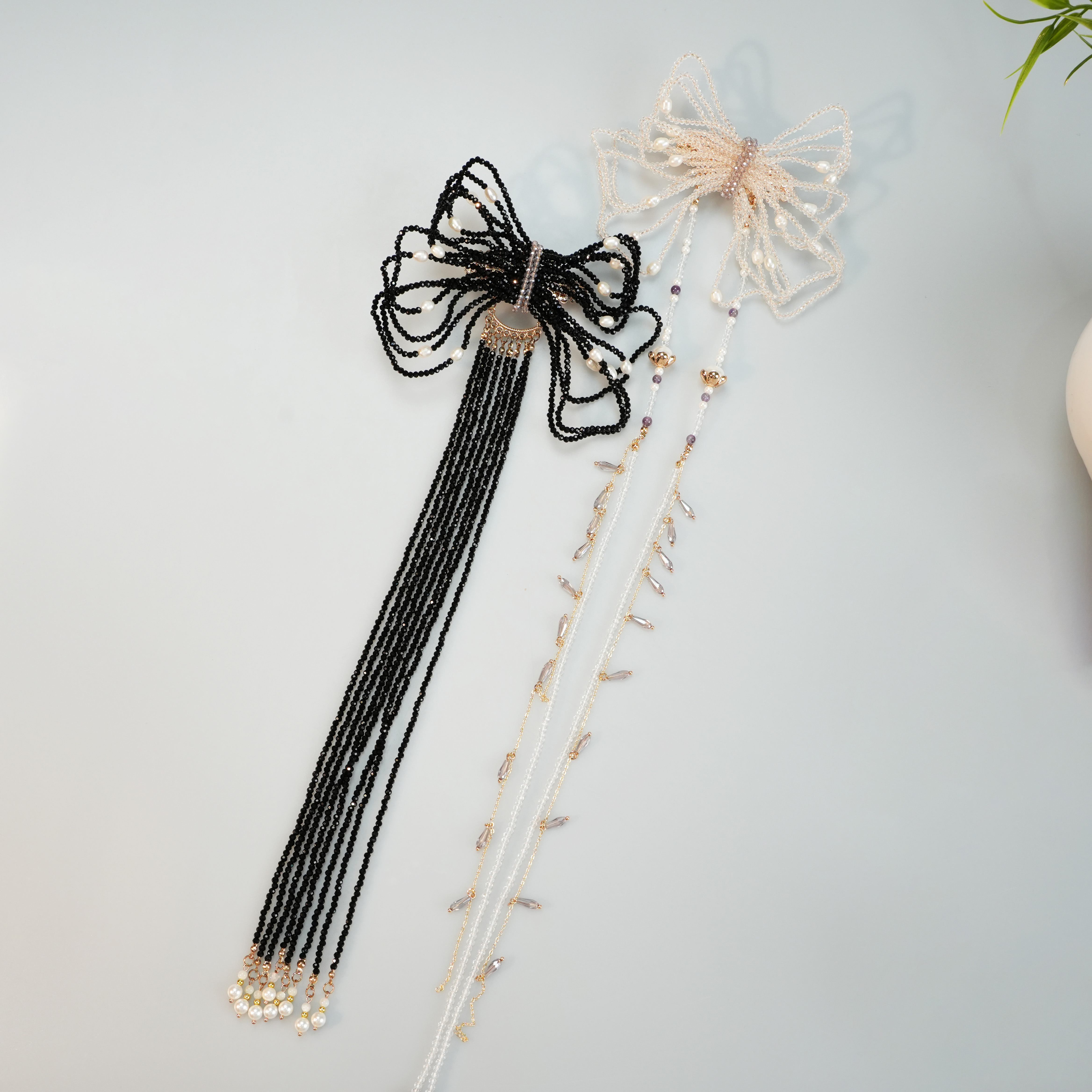 古悦倾城【蝴蝶结发夹】缉珠手工编织古风汉服头饰新中式发夹发饰