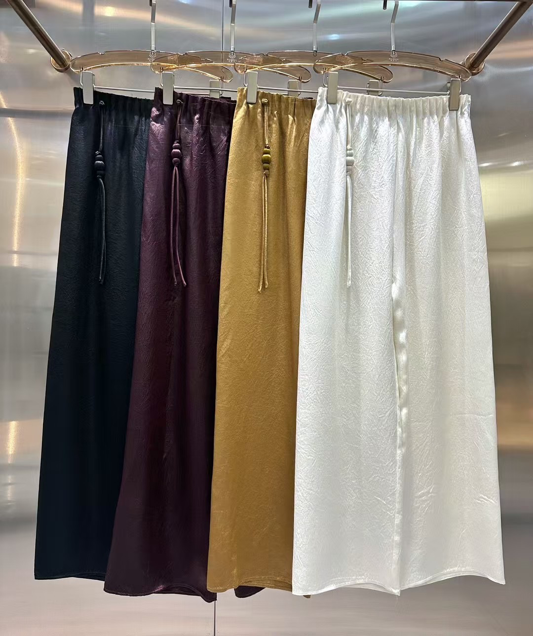 【WINGQING】龟裂文中国风阔腿裤休闲裤简约百搭A字设计师