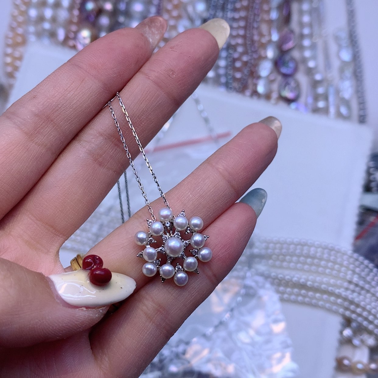 【闪购商品】淡水珍珠颈饰银S925镶嵌