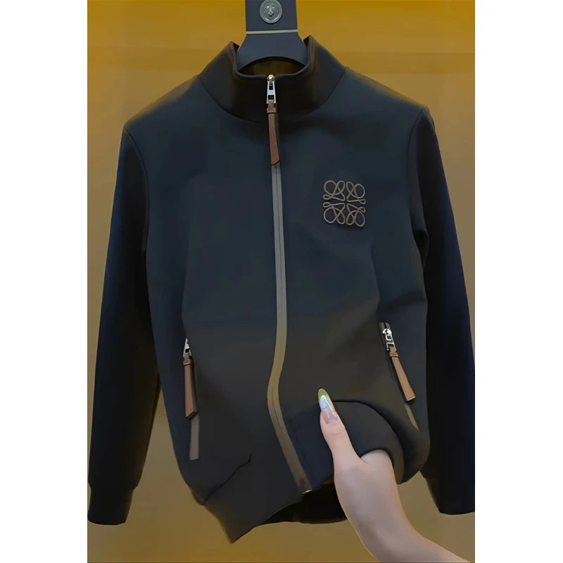 早秋立领夹克上衣设计师欧洲奢潮百搭时尚高端大气男士拉链外套