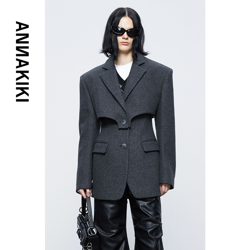 【李老板专属】 ANNAKIKI 羊毛多穿真两件叠搭西装 3D4T0618H713