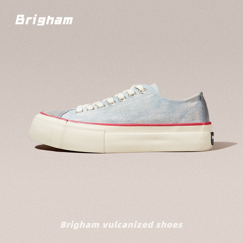 Brigham/布里根姆“牛仔很忙”25ss.复古水洗牛仔透气休闲硫化鞋