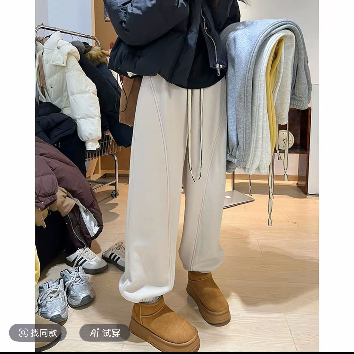 5275{裤长93}小个子秋冬季裤子休闲裤运动卫裤束脚裤