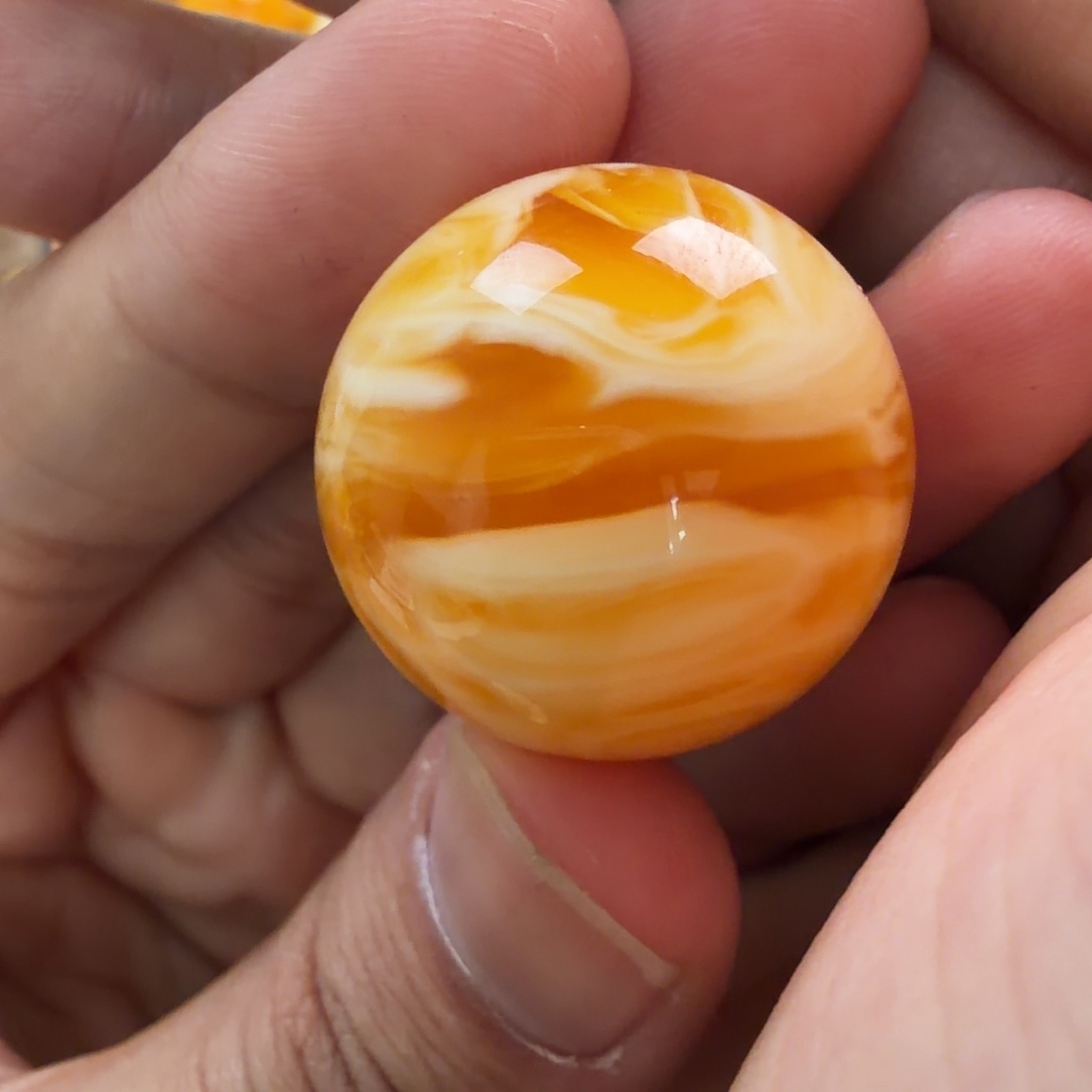 琥珀足金镶嵌珠宝奇石25.4mm