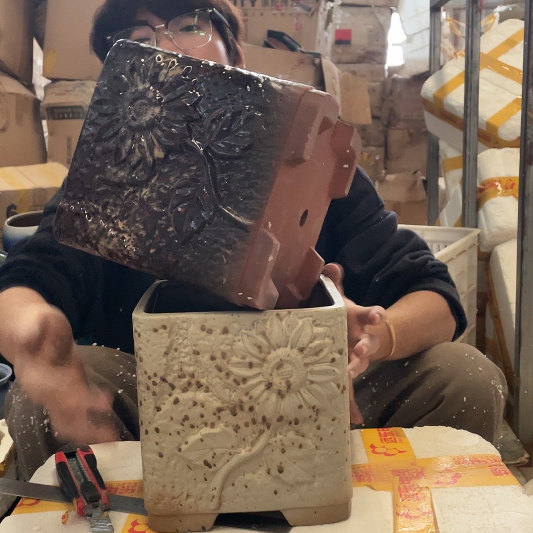 红陶宜兴紫砂花盆