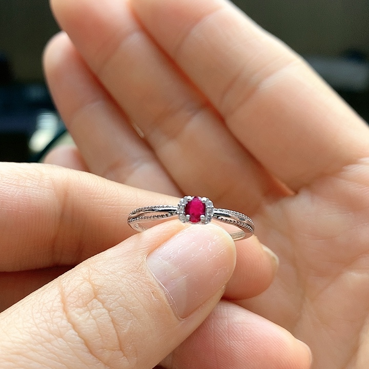 红宝石戒指银S925镶嵌