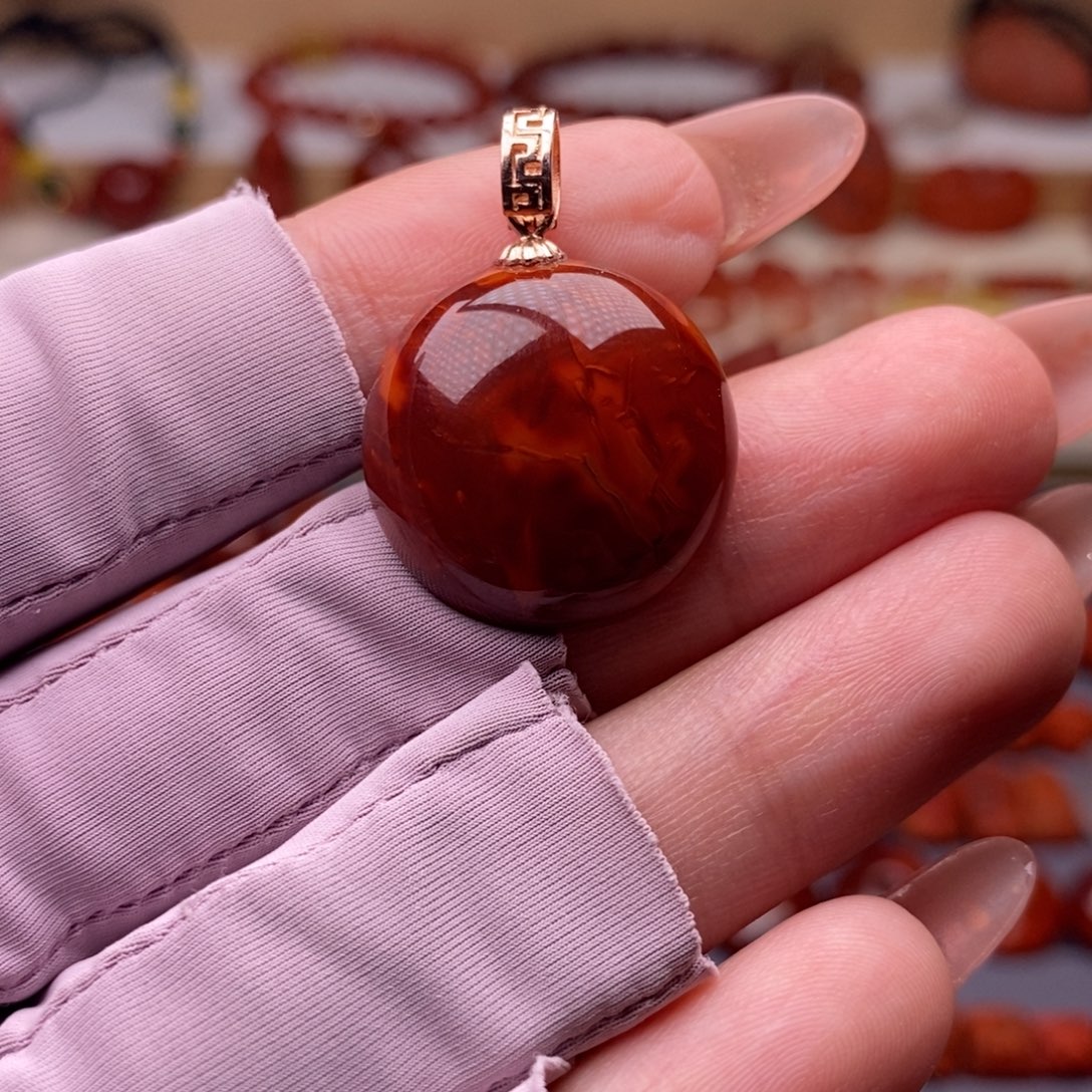 南红玛瑙银S925镶嵌配饰